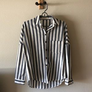 Button down blue and white shirt